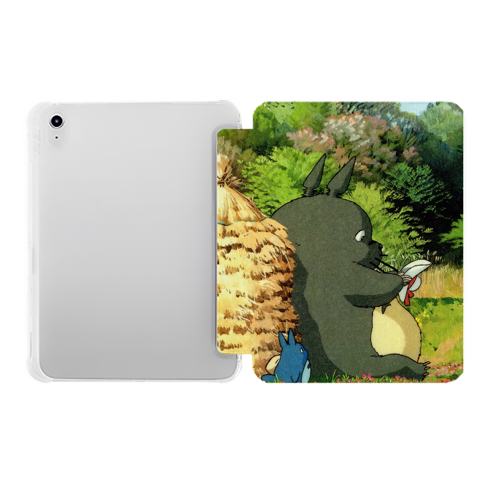 （画像用） となりのトトロ 草壁メイ 草壁サツキ My Neighbor Totoro Satsuki Kusakabe Mei Kusakabe IPad ケース ペン収納付き 三つ折りスタンド PUレザー×シリコン 対応機種9.5/10.5/10.9インチ